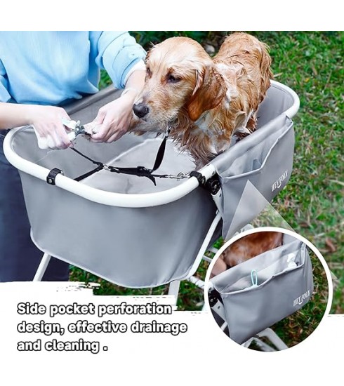 Elevated Dog Bath Tubs Adjustable Folding Bathing Station for Indoor Outdoor Bathing and Shower Grooming Portable Dog Bathtubs for Medium Small Dog Cats and Other Pets 5500100100225